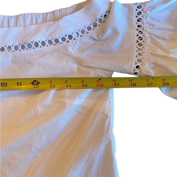 Michael Kors Embroidered White Off the Shoulder Blouse with Eyelet Detail - Picture 13 of 14